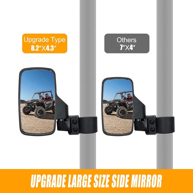 RANSOTO UTV Side Rear view Mirror And Center Mirror for 1.6" to 2" Bar Compatible with Polaris RZR Ranger Can-Am Maverick Commander Yamaha Rhino Kawasaki Teryx Honda Pioneer Talon Arctic Cat ZForce - Image 2